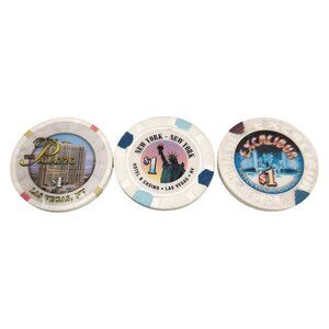 3 Las Vegas One Dollar Casino Chips: Palazzo New York-New York & Excalibur